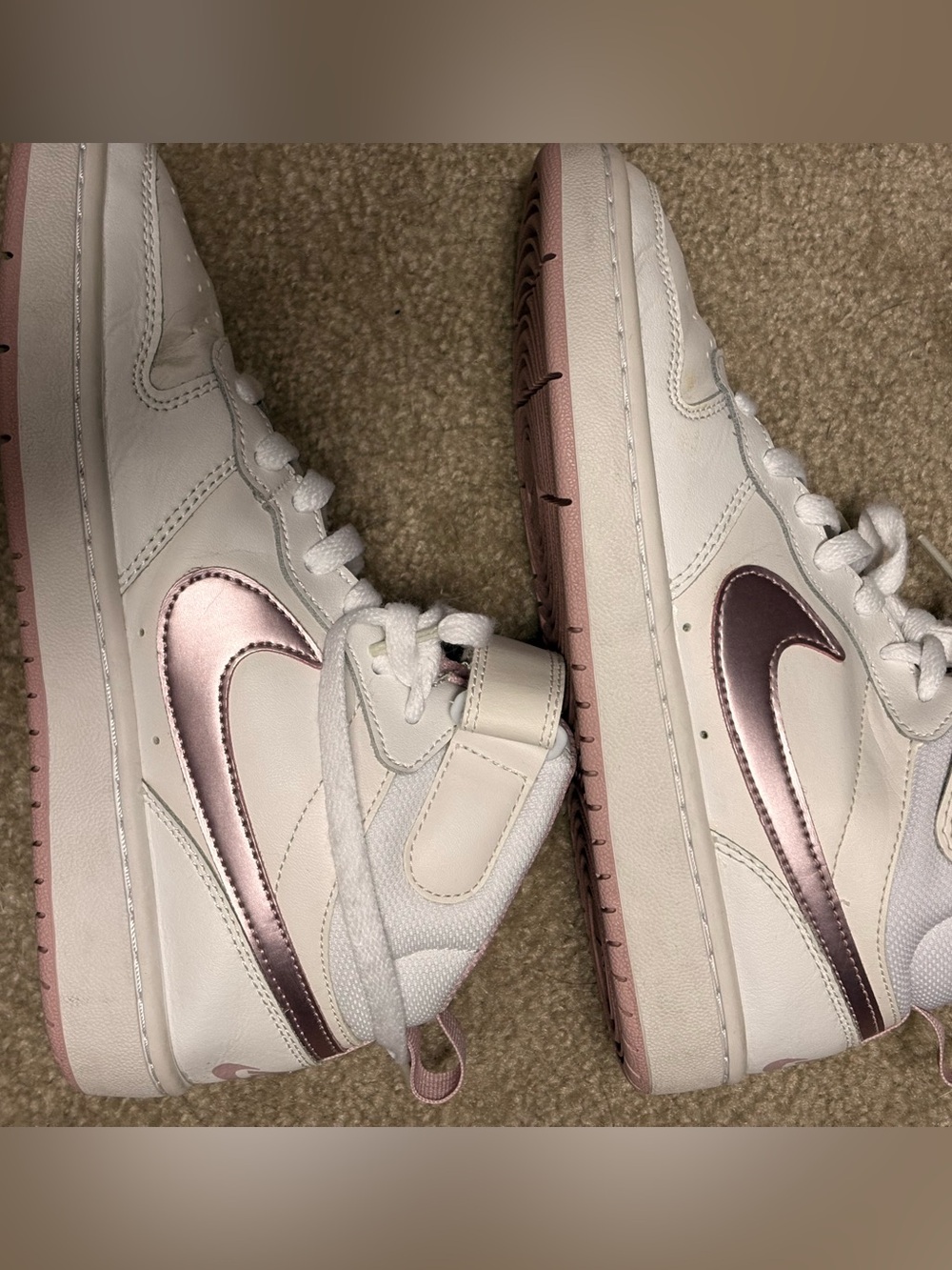 NIKE COURT BOROUGH MID 2 GS 'WHITE PINK GLAZE' 5 Youth(Woman’s 6.5)